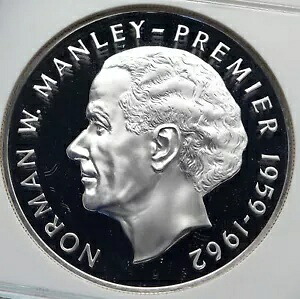 1972 ジャマイカ プルーフ 巨大 4.5cm プレミア ノーマン W マンリー シルバー 5 ドル コイン NGC i85807｜WORLD RESOURCE【KING店】 245,850円