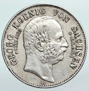 1904E ドイツ連邦共和国 ザクセン王ジョージ ヴィンテージ アンティーク シルバー 2 マーク コイン i90211|WORLD RESOURCE【KING店】