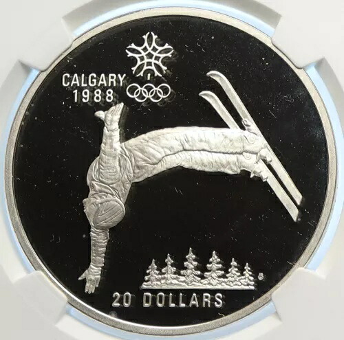 1986 カナダ 1988 カルガリー オリンピック フリー スキー プルーフ シルバー $20 コイン NGC i106638|WORLD RESOURCE【KING店】