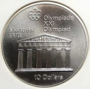 1974 カナダ イギリス エリザベス 2 世 オリンピック モントリオール ゼウス テンプル シルバー コイン NGC i106464｜WORLD RESOURCE【KING店】