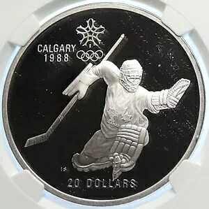 1986 カナダ 1988 カルガリー オリンピック ホッケー NGC プルーフ シルバー $20 コイン i106454|WORLD RESOURCE【KING店】