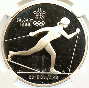 1986 カナダ 1988 カルガリー オリンピック CrossC スキー プルーフ シルバー $20 コイン NGC i106437｜WORLD RESOURCE【KING店】