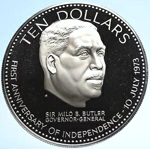 1974 バハマ独立 マイロ バトラー ヴィンテージ オールド プルーフ シルバー $10 コイン i104777|WORLD RESOURCE【KING店】