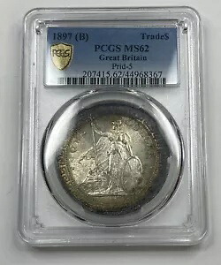 1897 (B) 英国貿易ドル $1 Prid-5 PCGS MS62- 素敵な色