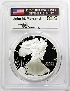 1995 P シルバー アメリカン イーグル マーカンティ サイン入り PCGS PR 70 DCAM $1 プルーフ 1 オンス コイン