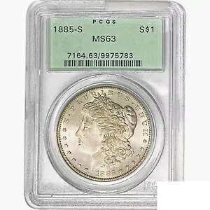 1885-S モーガン シルバー ダラー コイン PCGS MS63