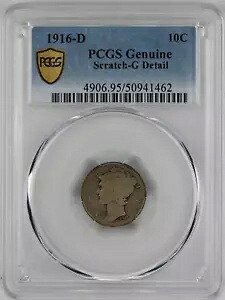 1916 D マーキュリー ダイム G ディテール PCGS (傷あり) - PCGS ゴールド シールド