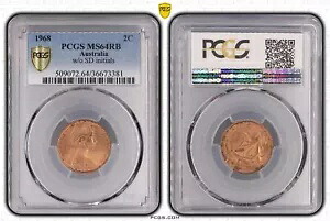 オーストラリア 1968 ノー SD 2c コイン PCGS MS64RB #3381｜WORLD RESOURCE【KING店】