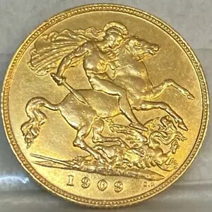 イギリス 英国 1909 ゴールド ハーフ ソブリン キー 日付 未流通状態 #1|WORLD RESOURCE【KING店】