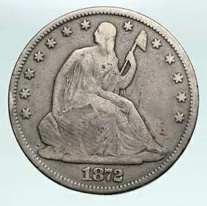 1872 P アメリカ イーグル シーテッド リバティ アンティーク シルバー ハーフダラー コイン i90884|WORLD RESOURCE【KING店】