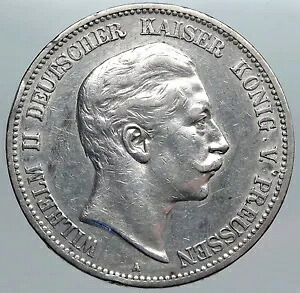 1907 ドイツ ドイツ連邦共和国 ヴィルヘルム 2 世 本物のシルバー 5 マーク コイン i90447｜WORLD RESOURCE【KING店】