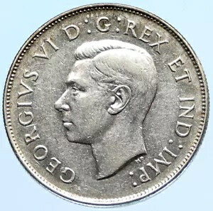 1947 カナダ イギリス国王ジョージ 6 世ライオンズ クラウン ラージ オールド シルバー 50 セント コイン i96924|WORLD RESOURCE【KING店】