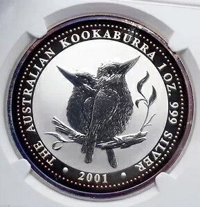 2001 オーストラリア クッカブラ バード 1 オンス ツリー レア タイプ シルバー ダラー コイン NGC i89265｜WORLD RESOURCE【KING店】