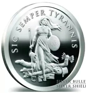 5オンス .999 ピュアシルバー シールド BU SIC SEMPER TYRANNIS FREEDOM ラウンド コイン ガール ホット｜WORLD RESOURCE【KING店】