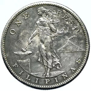 1908 年 フィリピン 米国統治下 w イーグル オールド シルバー ペソ コイン i98294｜WORLD RESOURCE【KING店】