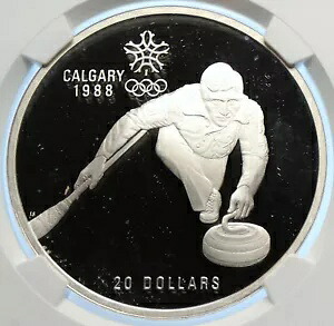 1987 カナダ 1988 カルガリー オリンピック アイス カーリング プルーフ シルバー $20 コイン NGC i106451｜WORLD RESOURCE【KING店】