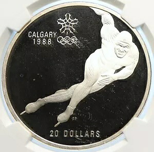 1985 カナダ 1988 カルガリー オリンピック スピード スケート プルーフ シルバー $20 コイン NGC i106436|WORLD RESOURCE【KING店】