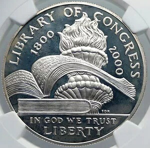 2000年 アメリカ アメリカ議会図書館 TORCH&BOOKS シルバー$コイン NGC i89170|WORLD RESOURCE【KING店】