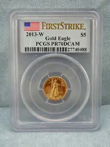 2013-W PCGS PR70 DCAM プルーフ 1/10oz $5 アメリカン ゴールド イーグル 主要日付/ファースト ストライク 235,620円