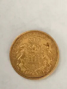 1876 ドイツ 20 マルク ハンブルク 金貨 送料無料！