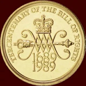 オールドスタイル ~ ￡2 2 ポンド硬貨 1989 権利章典の 300 周年 - 1689-1989