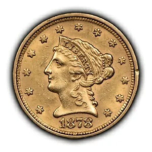 1878 G$2.50 リバティ ヘッド ゴールド クォーター イーグル - 光沢 - AU コイン - SKU-G1359