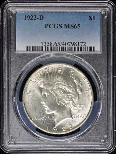 1922-D 1 ドル平和ドル PCGS MS65 243,540円