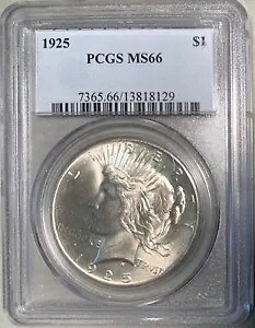 1925 ピース シルバー ダラー PCGS MS66 オリジナル ホワイトラスター｜WORLD RESOURCE【KING店】