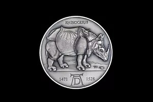 RHINOCERUS アルブレヒト デューラー 550 周年記念 2 オンス シルバー コイン 2000 Fr カメルーン 2021|WORLD RESOURCE【KING店】