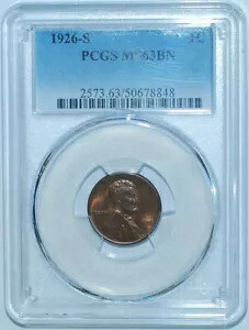 1926 S PCGS MS63BN リンカーン ウィート セント クロース トゥ RB｜WORLD RESOURCE【KING店】