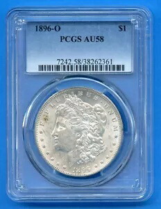 1896 O PCGS AU58 モルガン ドル $1 US ミント シルバー レア キー デート コイン 1896-O AU-58