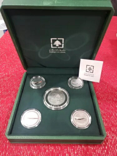 レバノン 2015 セット 5 銀貨 70 Aniv MEA 航空ボーイング ダグラス コメット エアバス