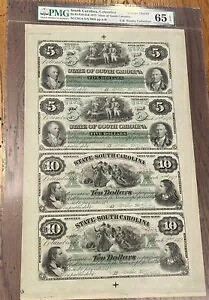 1872 コロンビア SC カー。 $5-$5-$10-$10 PMG MS65EPQ ~ 素晴らしい宝石のアンカットシート!｜WORLD RESOURCE【KING店】 244,530円