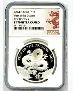 2024年 イギリス 1オンス シルバー プルーフ NGC PF70 UCAM ドラゴン年 初リリース