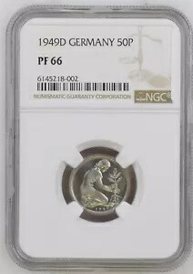 コイン BRD 50 フェニヒ 1949 D プルーフ PP NGC PF66 Prachtexemplar nswleipzig