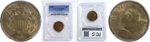 1864 2C 大きなモットー 2 セント ピース PCGS MS-65 RB