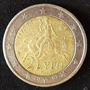 2 ユーロ コイン EYPO ギリシャ 欠陥エラー ミス スタンピング スター 2002 非常に希少｜WORLD RESOURCE【KING店】