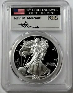 2000 パアメリカン シルバー イーグル マーカンティ サイン入り PCGS PR 70 DCAM $1 プルーフ 1 オンス コイン