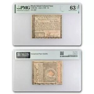 1780 $4 ロードアイランド 1780 年 7 月 2 日 CU-63 EPQ PMG (Fr#RI-285)