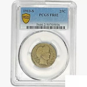 1913-S バーバー クォーター コイン PCGS FR02