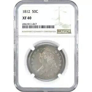 1812 キャップド バスト ハーフ ダラー XF 40 NGC シルバー 50c コイン SKU:I15362