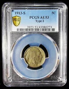 PCGS AU53 1913-S バッファロー TYPE-2 RS24