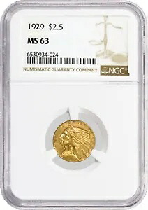 1929 $2.50 インディアン ヘッド クォーター イーグル ゴールド NGC MS63 ブリリアント未流通コイン｜WORLD RESOURCE【KING店】