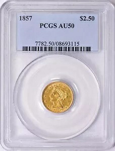 1857 リバティ ゴールド $2.5 クォーター イーグル PCGS AU50
