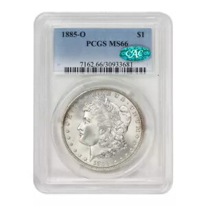 1885-O $1 モルガン ドル銀貨 PCGS MS66 CAC 認定ニューオーリンズ鋳造コイン