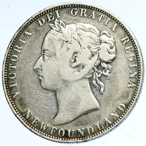 1898 カナダ ニューファンドランド イギリス ビクトリア女王 アンティーク シルバー 50 セント コイン i113255