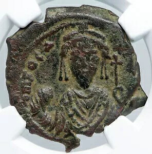 皇帝フォカス 古代 607/8AD ビザンチン帝国 オールド フォリス コイン XXXX NGC i89154