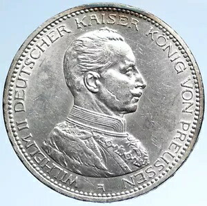 1914 年 ドイツ ドイツ連邦共和国 ヴィルヘルム 2 世 オールド シルバー 5 マルク コイン i107424｜WORLD RESOURCE【KING店】