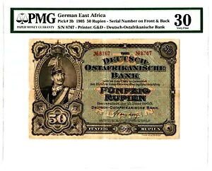ドイツ東アフリカ 50 ルピエン 1905 年 6 月 15 日 ピック 3b PMG Very Fine 30。