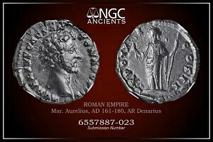 マルクス・アウレリウス NGC XF ローマコイン、西暦 161 ~ 180 年。 AR デナリウス。 A1120